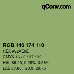 カラーコード: RGB 146 174 110 | qconv.com