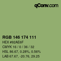 Color code: RGB 146 174 111 | qconv.com