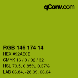 Color code: RGB 146 174 14 | qconv.com