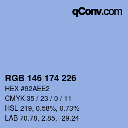 Color code: RGB 146 174 226 | qconv.com