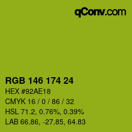 Color code: RGB 146 174 24 | qconv.com