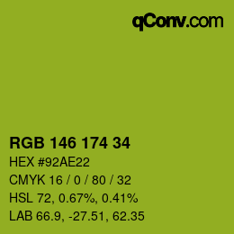 Color code: RGB 146 174 34 | qconv.com