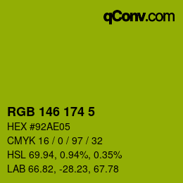 Color code: RGB 146 174 5 | qconv.com