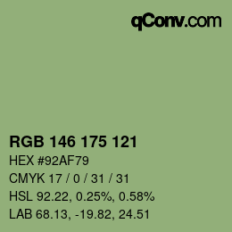 颜色代码: RGB 146 175 121 | qconv.com