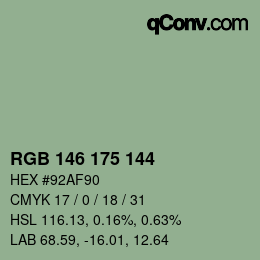 カラーコード: RGB 146 175 144 | qconv.com