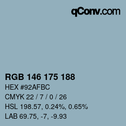 Color code: RGB 146 175 188 | qconv.com