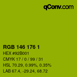 Color code: RGB 146 176 1 | qconv.com