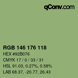 Color code: RGB 146 176 118 | qconv.com