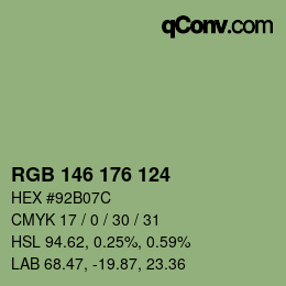 カラーコード: RGB 146 176 124 | qconv.com