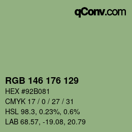 Código de color: RGB 146 176 129 | qconv.com