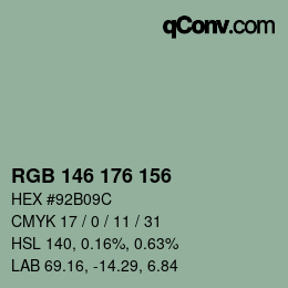 颜色代码: RGB 146 176 156 | qconv.com