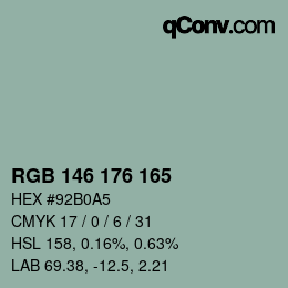 Farbcode: RGB 146 176 165 | qconv.com
