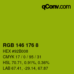 Color code: RGB 146 176 8 | qconv.com