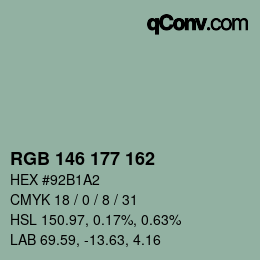 Color code: RGB 146 177 162 | qconv.com