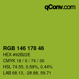 Color code: RGB 146 178 46 | qconv.com