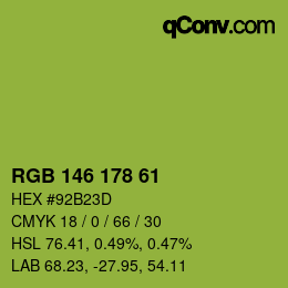 Color code: RGB 146 178 61 | qconv.com