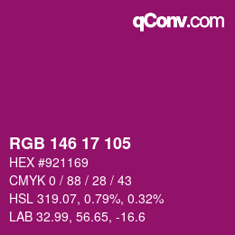Color code: RGB 146 17 105 | qconv.com