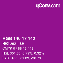Color code: RGB 146 17 142 | qconv.com