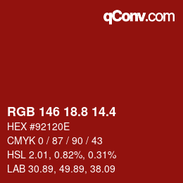 カラーコード: RGB 146 18.8 14.4 | qconv.com