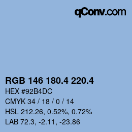カラーコード: RGB 146 180.4 220.4 | qconv.com
