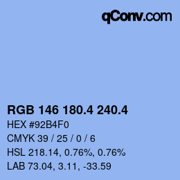 カラーコード: RGB 146 180.4 240.4 | qconv.com