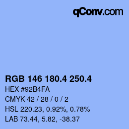 カラーコード: RGB 146 180.4 250.4 | qconv.com