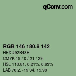Color code: RGB 146 180.8 142 | qconv.com