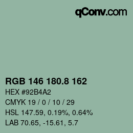 カラーコード: RGB 146 180.8 162 | qconv.com