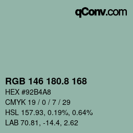 Color code: RGB 146 180.8 168 | qconv.com