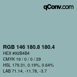 カラーコード: RGB 146 180.8 180.4 | qconv.com