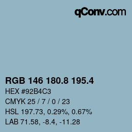 カラーコード: RGB 146 180.8 195.4 | qconv.com