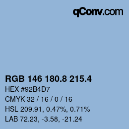 カラーコード: RGB 146 180.8 215.4 | qconv.com