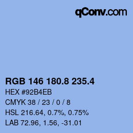 カラーコード: RGB 146 180.8 235.4 | qconv.com