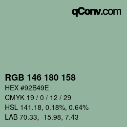 Color code: RGB 146 180 158 | qconv.com