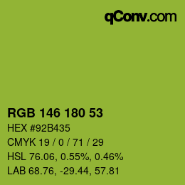 Color code: RGB 146 180 53 | qconv.com