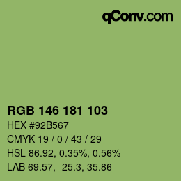 Color code: RGB 146 181 103 | qconv.com