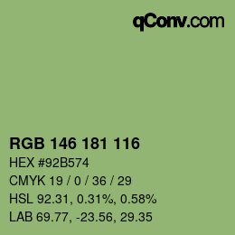 Color code: RGB 146 181 116 | qconv.com