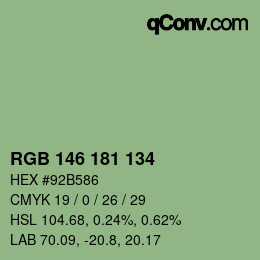 Color code: RGB 146 181 134 | qconv.com