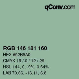 Color code: RGB 146 181 160 | qconv.com