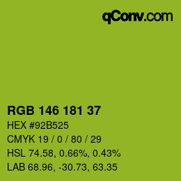 Color code: RGB 146 181 37 | qconv.com