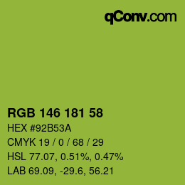 Color code: RGB 146 181 58 | qconv.com
