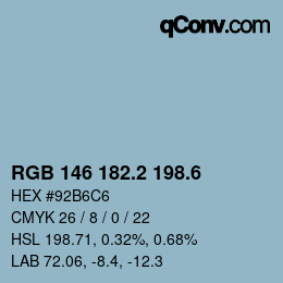 カラーコード: RGB 146 182.2 198.6 | qconv.com