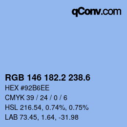 カラーコード: RGB 146 182.2 238.6 | qconv.com