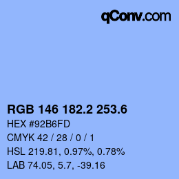 カラーコード: RGB 146 182.2 253.6 | qconv.com