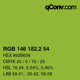 カラーコード: RGB 146 182.2 54 | qconv.com