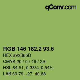 カラーコード: RGB 146 182.2 93.6 | qconv.com