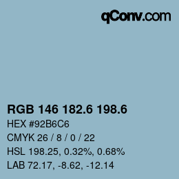 カラーコード: RGB 146 182.6 198.6 | qconv.com
