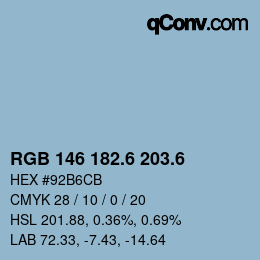 カラーコード: RGB 146 182.6 203.6 | qconv.com
