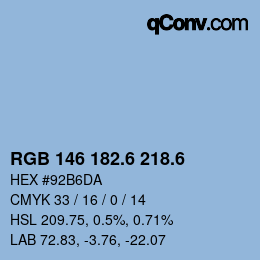 カラーコード: RGB 146 182.6 218.6 | qconv.com