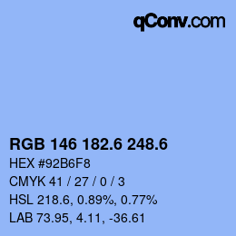 カラーコード: RGB 146 182.6 248.6 | qconv.com